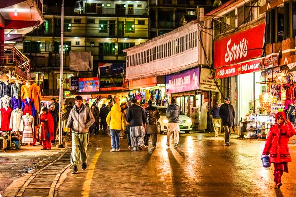 night time at mall road murree